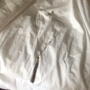 Multi metal long statement necklace